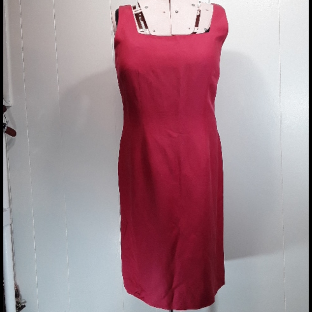 Dana Buchman silk and linen Magenta Pink bodycon dress Size 14 - Picture 1 of 7